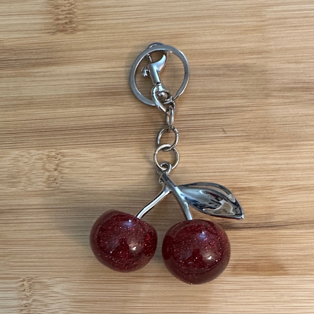 Cherry Keychain with Silver Accents